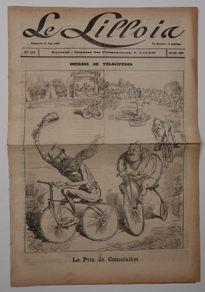 null Cyclisme / Lille / Politique. Rare numéro du "Le Lillois" du 15 juin 1890. Tous...