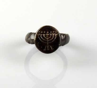 Rare Jewish ring with a menorah decoration....