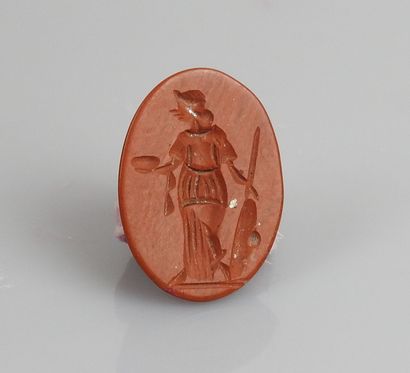 null Intaglio representing Athena holding a spear and a shield


Jasper 1.6 cm


Modern...