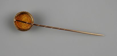 null Gold tie pin decorated with a coin 1/4 of sequin of Venice for the doge Carlo...