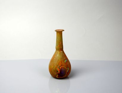  Vase with long neck 
Glass 12.5 cm 
Roman period