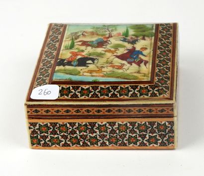 null Box.inlay.


Bone plate painting on bone.


Persian art.hunting scene.in the...