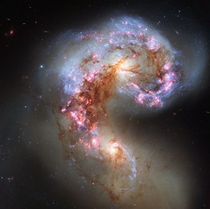 null Nasa. GRAND FORMAT. Télescope HUBBLE. Observation des galaxies NGC#4038 et NGC#4039....