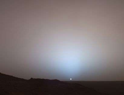 null NASA. Sunset on the planet Mars captured by the rover Spirit on the 489th day...