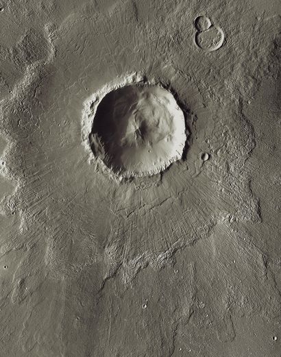 null NASA. Grand Format. Planète Mars. Cratère Bacolor reconstitué d'après des images...