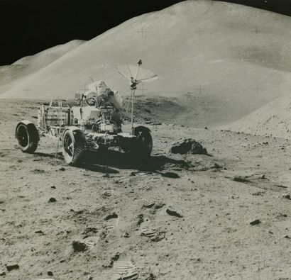 null NASA. Apollo 15 mission. The famous lunar Mount ADLEY is visible in the background...