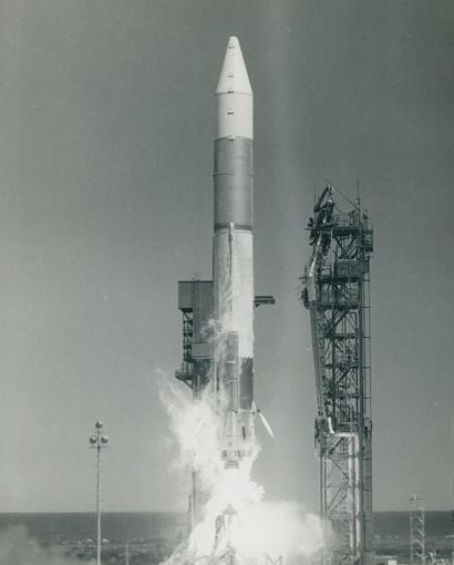 null NASA. Liftoff of the ATLAS-AGENA O.A.O. rocket from Complex 12 at Cape Canavera...