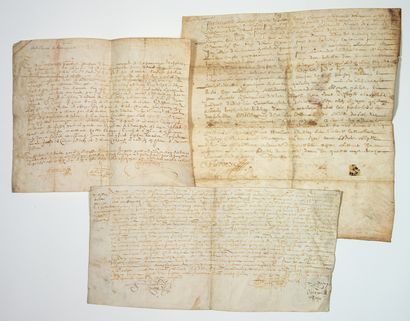 null PARIS. VAL D’OISE. 1700. 5 Actes manuscrits de 1700 à 1740, faits au bailliage...
