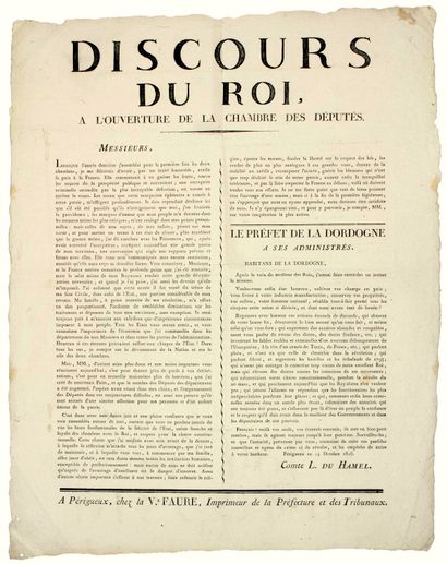 null DORDOGNE. 1815. "SPEECH OF KING LOUIS XVIII, at the Opening of the Chamber of...