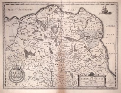 null MAP of 1633 of BOULONNAIS. BOULOGNE GUINES. "Bolonia Guines comitatus. Jodocus...
