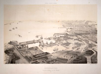 null MANCHE. Estampe vers 1860 : « CHERBOURG, vue prise au dessus du Port militaire. »...