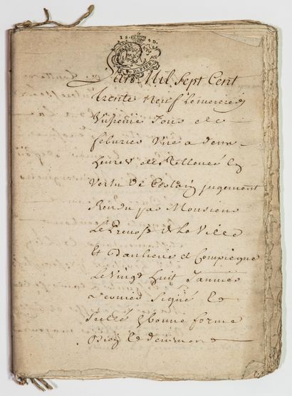 null COMPIÈGNE (OISE), INVENTAIRE MOBILIER de 1739 : Jugement du 3 Février 1739,...