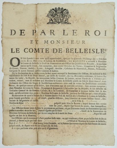 null Charles FOUQUET DE BELLE-ISLE, Comte, puis Duc de Belle-Isle, Duc de Gisors...