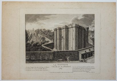 null « LA BASTILLE, vue du coin du boulevard, 1789. » Gravé par BORGNET Jean- François....