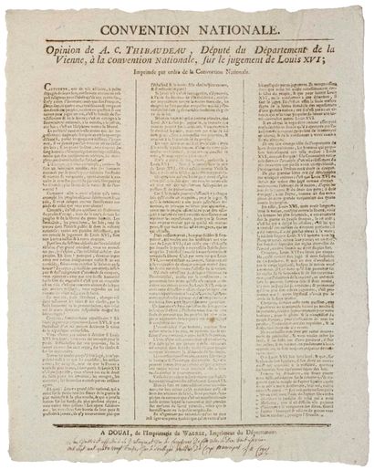 null PROCÈS DU ROI LOUIS XVI. 1793. THIBAUDEAU (Antoine Claire) Conventionnel de...