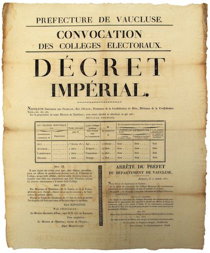 null VAUCLUSE. Imperial Decree of Convocation of the Electoral Colleges of the Communal...