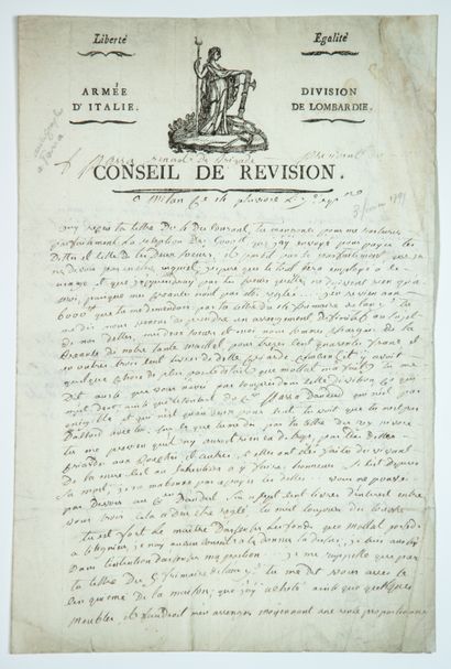 null Général François PARRA (Belley/Ain 1733 – 1821). 2 Lettres autographes signées...