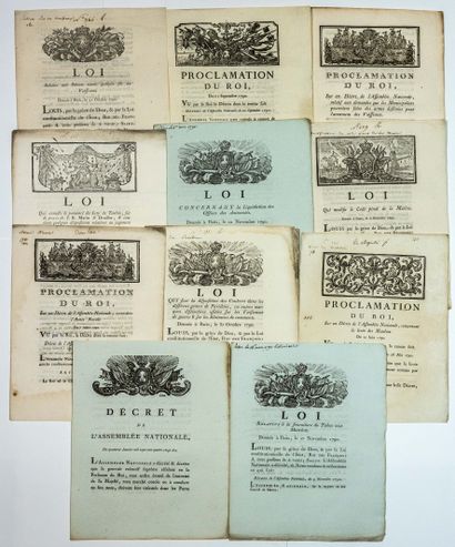 null MARINE. 1790. RÉVOLUTION – Collection de 11 LOIS, in-4°, sur la Marine, chacune...