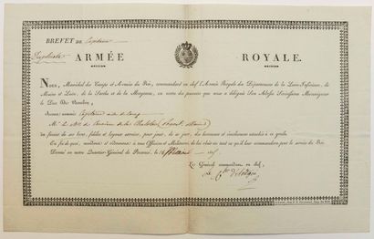 null ARMÉE ROYALE. 1815. MAINE-ET-LOIRE. Brevet signée « Le Chevalier d’ANDIGNÉ »...