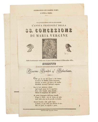 null CORSE. 3 AFFICHES de 1831 à 1851 de l’Imprimerie de Giovanni FABIANI à BASTIA...