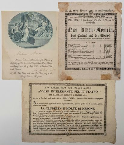 null PROSPECTUS OF SHOW. 3 Pieces 1811/1835: 1°) PROSPECTUS OF SHOW at the Theater...