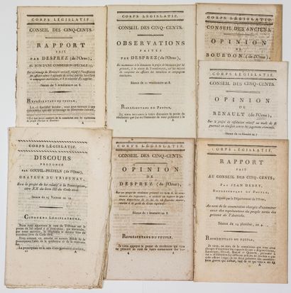 null ORNE. DIRECTOIRE CONSULAT. 7 Imprimés in-8° du Corps Législatif (1796/ 1804) :...