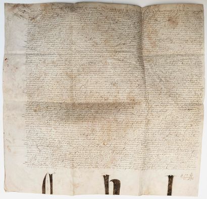 null BELGIUM. 1553. LORD OF KEVRAING. Piece of parchment (55 x 57) of January 8,...
