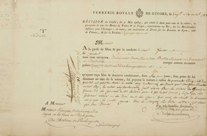 null RHONE. VAUCLUSE. 1785. CUSTOMS " ROYAL GARDEN OF GIVORS (69), April 26, 1785...