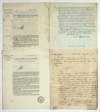 null CREATION OF THE RAILWAY FROM SAINT ÉTIENNE TO LYON, begun in 1827. 4 Handwritten...