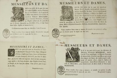null ORLÉANS (45). MÉMORAS : 4 Affiches mortuaires (1784 à 1821) : Affiche mortuaire...