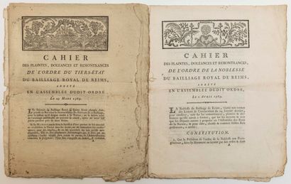 null MARNE. REIMS (51). Cahier de Doléances de 1789. 2 Imprimés : « Cahier des Plaintes,...