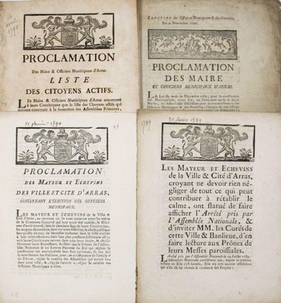 null ARRAS (PAS-DE-CALAIS). REVOLUTION. 5 Decrees of the Municipality of ARRAS. 1789...