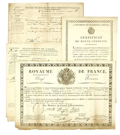 null ATLANTIC PYRÉNÉES. Place of PAU. 4 Military papers of NCO GÉRIN, native of Isère...
