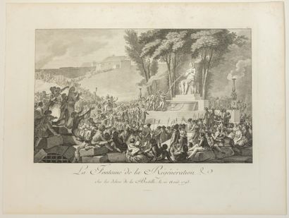 null "LA FONTAINE DE LA RÉGÉNÉRATION, sur les débris de LA BASTILLE, le 10 Août 1793",...