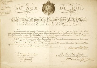 null CHARLES X Roi de France de 1824 à 1830 (Versailles 1757 - 1836) : Pièce Signée...