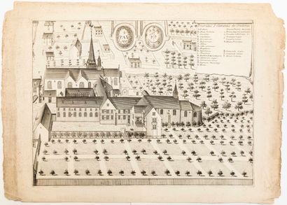 null MAYENNE. PRIORY OF SAINT CLEMENT IN CRAON. Engraving XVIIIe : " Prioratus S....