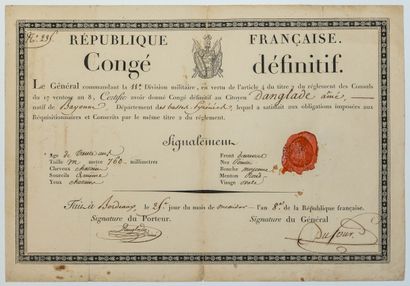null Général DUFOUR (Georges-Joseph) Côte d’Or 1758-1820 : Pièce signée Le Général...