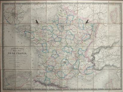 null CARTE DE FRANCE ALGÉRIE 1856. « Nouvelle Carte physique et routière de la France,...