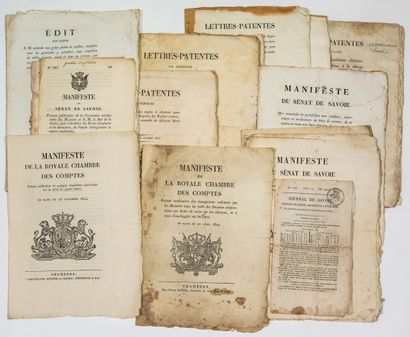 null SAVOIE PROPRE. 23 Documents imprimés à CHAMBÉRY de 1816 à 1825, quelques défauts...