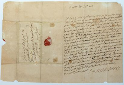 null (ROCHEBONNE) Autograph letter signed The Marquis of ROCHEBONNE, to the Postmaster...