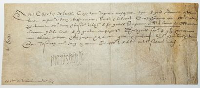 PAYS DE BÉARN. 1569. Quittance signée Charles...