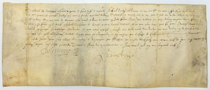 null SEINE-MARITIME. ROUEN April 4, 1559. Parchment signed on vellum by Gabriel de...