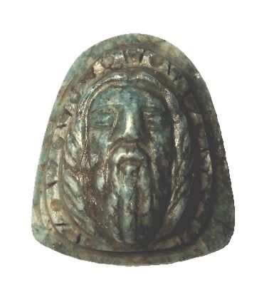 null Cameo.bearded male portrait.turquoise.roman art or later.l :24mm.