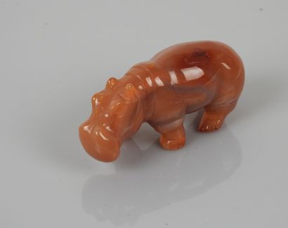 Hippopotame cornaline style antique. l 4...