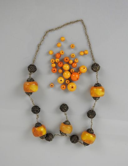 null Necklace ornament of the ancient nomads of the Sahara.ancient amber or young...