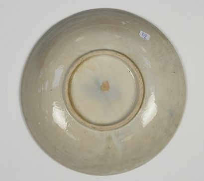 null Polychrome ceramic disc Kuthaya.Tugra in the center.D :19cm.Hair, chips and...