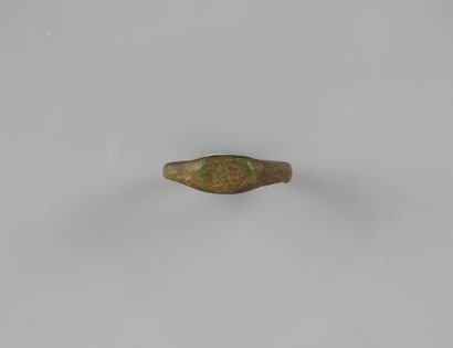 Ring decorated with the IHS of Christ.Bronze.Crusades...