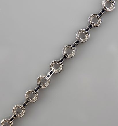 null Bracelet in white gold, 750 MM, formed of lozenges covered with diamonds total...