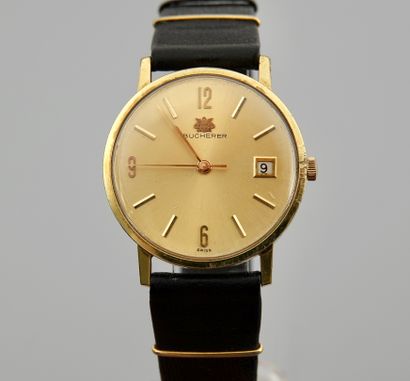 null Bucherer

Gold-plated dress watch with automatic movement.

- Gold-plated round...