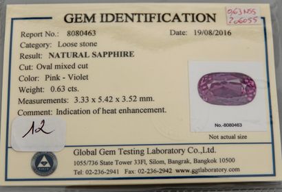 Pink - purple sapphire, 750 MM, weighing...